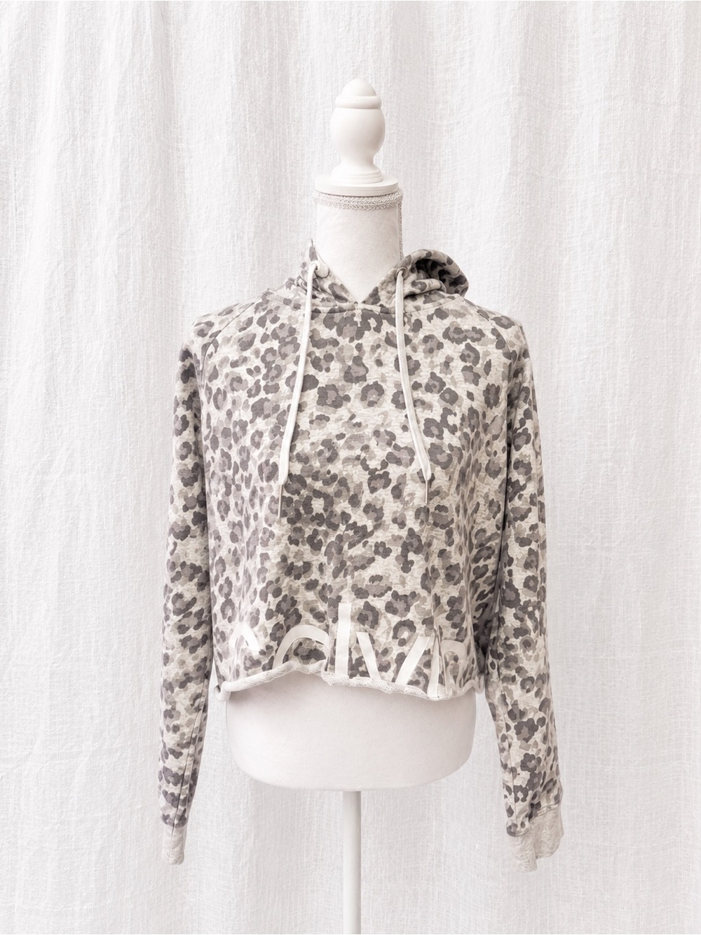 Calvin Klein Performance Gray Leopard Cropped Hoodie